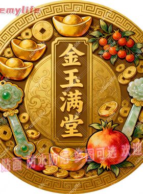 金玉满堂年画平面自粘贴画贴卧室