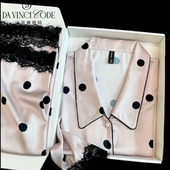 夏季 冰丝睡衣女士宽松波点少女三件套家居服可外穿套装