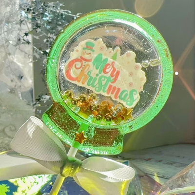 圣诞节绿色摇摇乐圣诞快乐棒棒糖墨大叔定制水晶糖果礼物零食