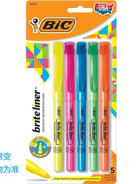 5支包邮  美国原装比克BIC brite liner彩色荧光记号笔黄粉色套装