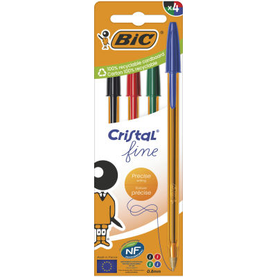 法国BIC比克Cristal黄色透明笔杆