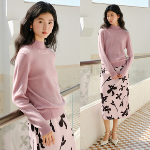 羊绒毛衣 半高领直筒针织打底衫 思诺芙德100%山羊绒衫 女25秋冬新款