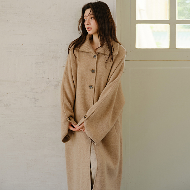 思诺芙德翻领100%山羊绒大衣