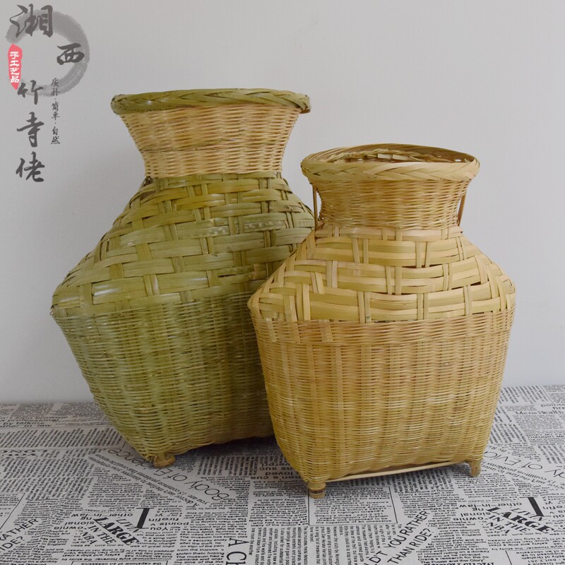 湘西传统竹编鱼篓全青皮装鱼竹篓子虾篓泥鳅黄鳝篓茶叶采摘篓包邮
