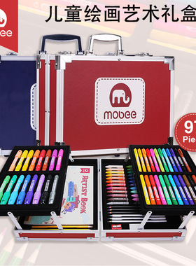 mobee绘画礼盒彩笔工具儿童宝宝蜡笔马克笔新年生日礼物画笔套装