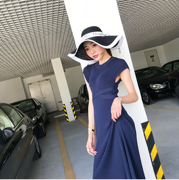 º«¹úulzzang2018Ïļ¾Ð¿îÅ®×°ÃûæÂ·çÐÞÉíÏÔÊÝ´¿É«°ó´øÁ¬ÒÂȹ³¤È¹