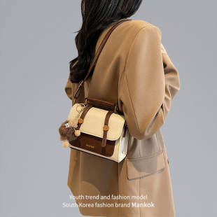 手提剑桥包 春复古撞色斜挎包爆款 Mankok今年流行包包女式 2026新款