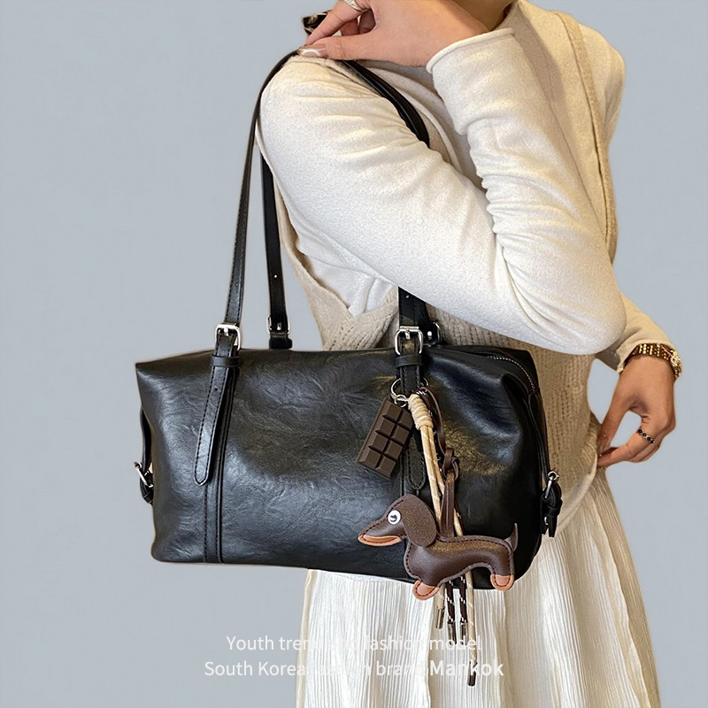 Mankok复古托特包女2026新款时尚手提波士顿包通勤百搭单肩腋下包,箱包皮具/热销女包/男包,通用款女包,淘宝优惠券,粉丝福利购,淘宝优惠卷