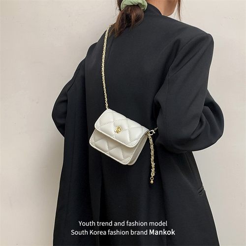 菱格链条小单肩斜挎迷你小方包