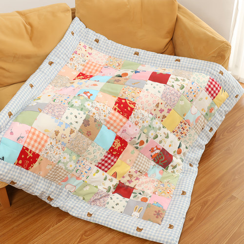 纯棉花百家被保暖手工新款小熊驾到新生儿宝宝儿童四季百福被盖被