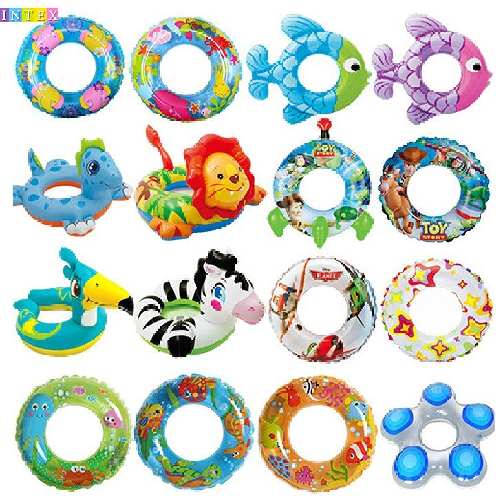 正品INTEX儿童充气游泳圈 宝宝动物浮圈 救生圈 婴幼儿腋下圈坐圈