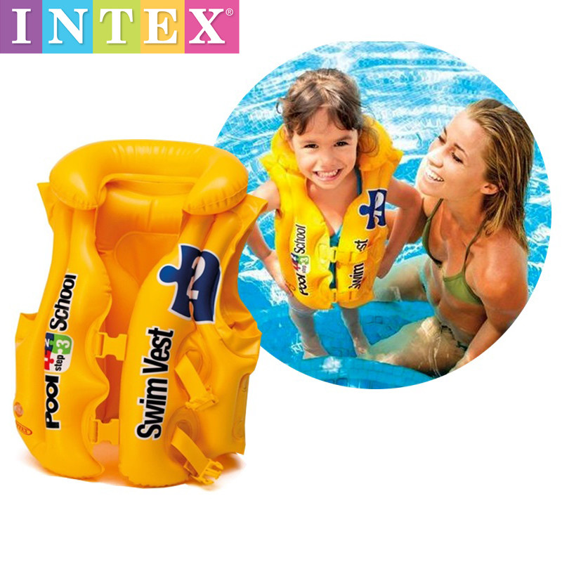 正品INTEX-58660泳校救生衣 游泳衣 儿童充气游泳背心 充气背心