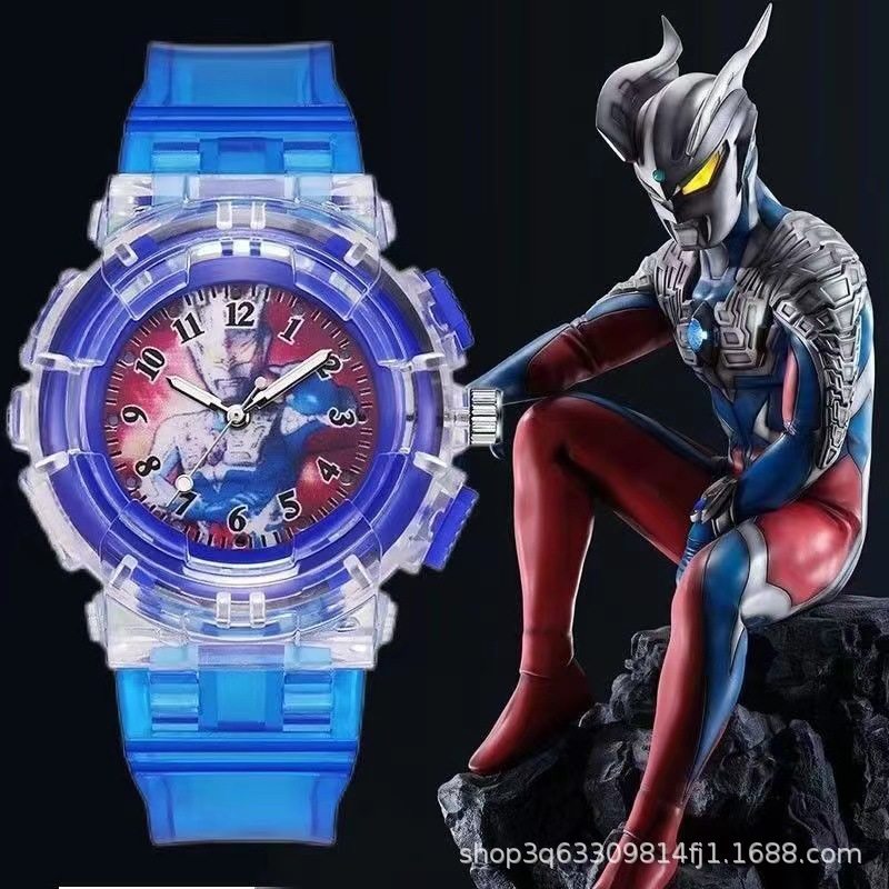 新款奥特曼发光儿童卡通手表男女学生时尚创意卡通动漫电子石英表