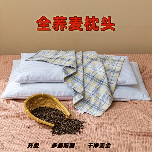 荞麦枕头枕芯儿童护颈椎助睡眠枕专用成人家用荞麦壳硬枕芯带枕套