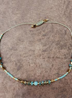 VIKIKO《天河石象征幸运正友谊》 极细复古石极细小手链女蓝色绳