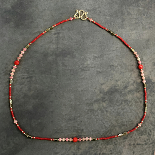 VIKIKO【本命红】天然红纹石海竹珊瑚红极细个性女生锁骨链闺蜜款