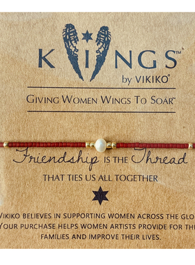 VIKIKO串珠小众设计天然珍珠女生小手链米珠幸运本命红编织细手绳