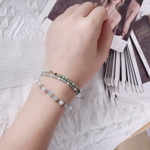 VIKIKO女生海蓝宝手工编织细手链