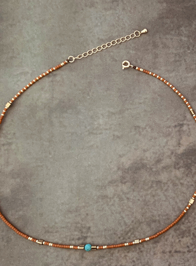 VIKIKO正版毛晓彤同款项链天然绿松石幸运以年为单位的恋爱锁骨链