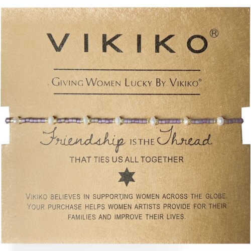 VIKIKO串珠【复古哑光紫】天然珍珠小手链闺蜜同款饰品生日礼物
