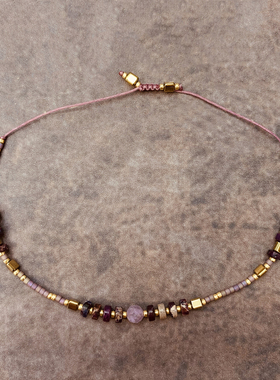 串珠紫水晶象征运气VIKIKO复古紫 细水晶手链女闺蜜礼物混搭