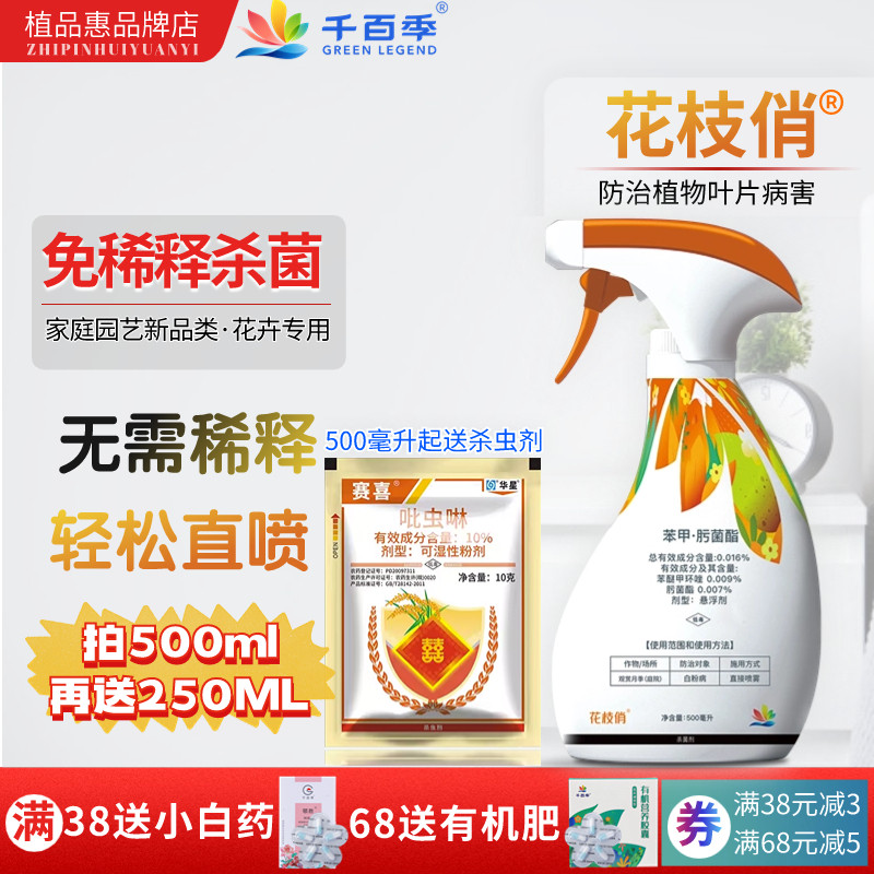 千百季花枝俏苯甲肟菌酯绿植花卉月季通用免稀释白粉病杀菌剂花药怎么看?