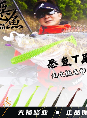 恶鱼Fierce Fish路亚饵螺纹T尾软饵鳜鱼鲈鱼翘嘴黑坑含盐虾味剂