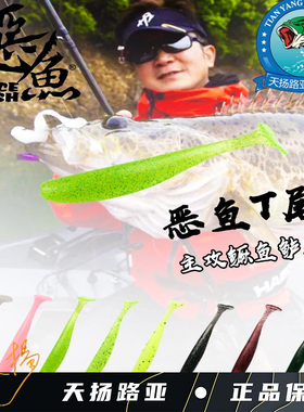 恶鱼Fierce Fish路亚饵T尾软饵鳜鱼鲈鱼翘嘴黑坑含盐虾味诱鱼剂