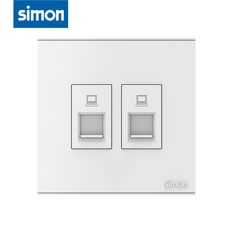 Simon西蒙E6 86型双电脑宽带网口网络墙壁网线插座开关面板