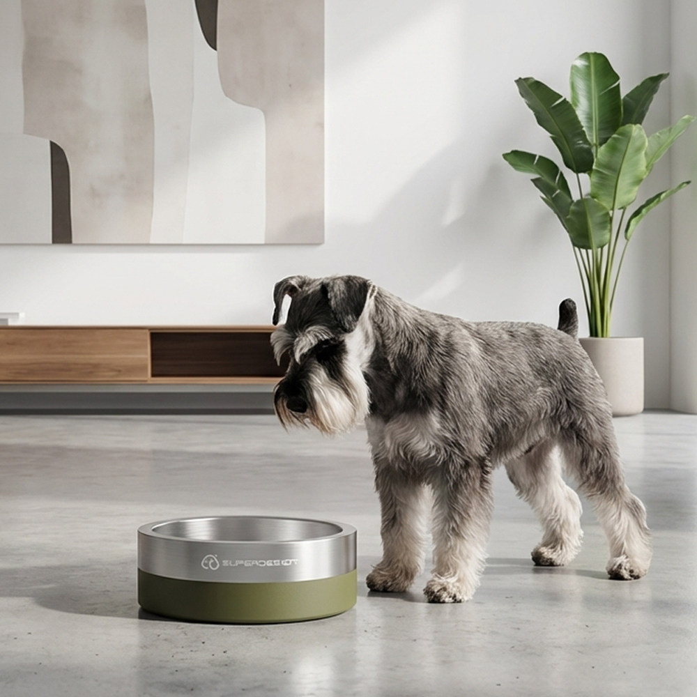 休普猫狗碗不锈钢双层慢食碗宠物喂食器抗菌防滑饭碗狗粮碗