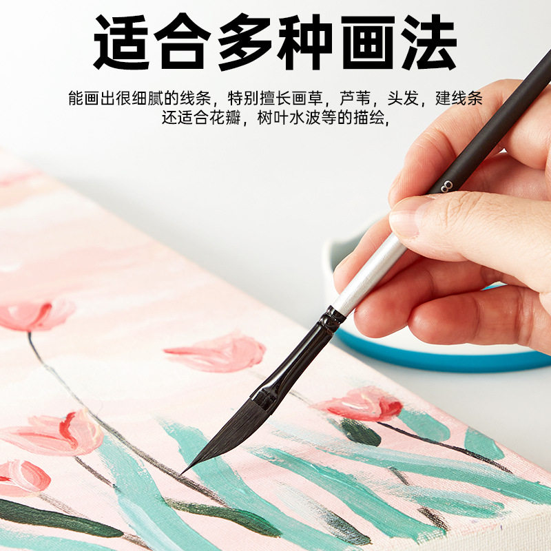 热卖跨境绘画套装木质尼龙刀锋勾线水彩学生美术油画套装贴标