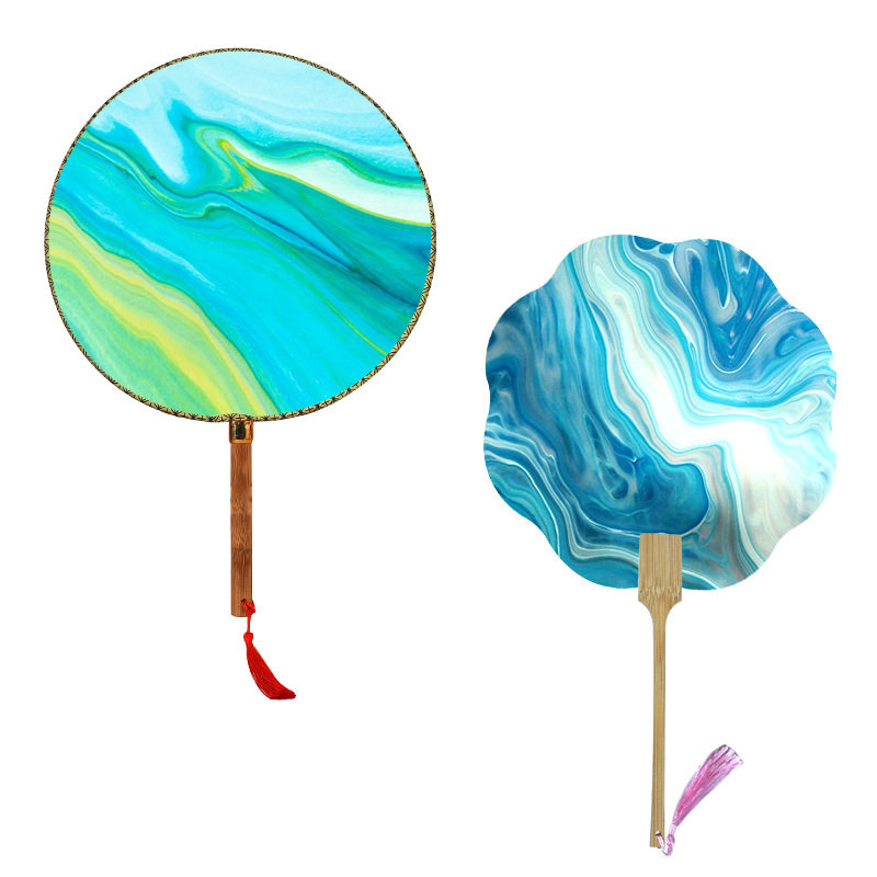 春节水拓画diy套装画液漆扇湿拓颜料亲子新年手工丝巾团扇材料包