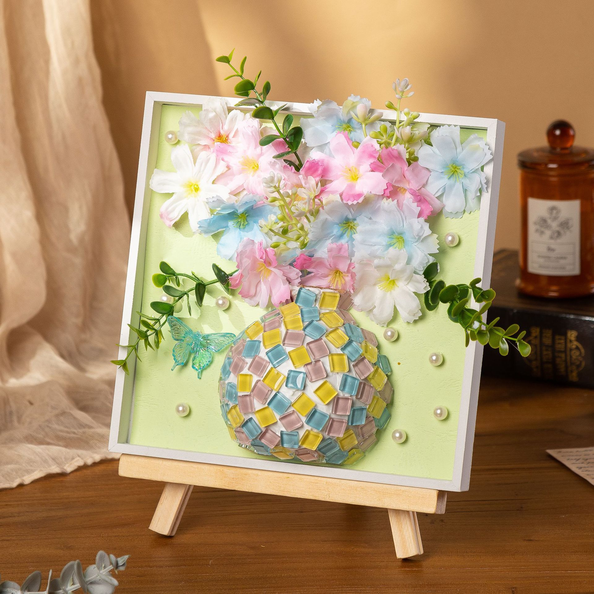 手工diy花瓶装饰画马赛克