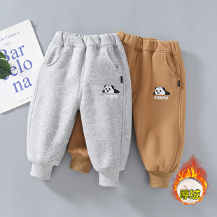 男童裤子冬装2024新款儿童厚绒休闲长裤宝宝保暖棉裤小童冬季卫裤