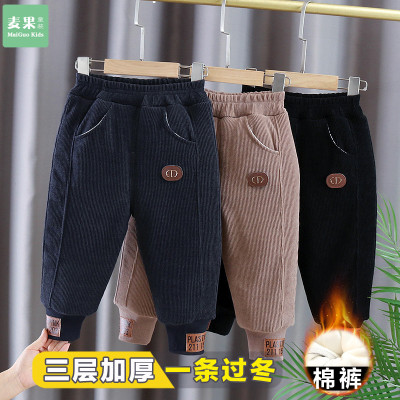 男童棉裤冬季加绒加厚宝宝保暖卫裤婴儿外穿冬装裤子超厚一条过冬