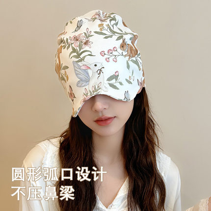 春夏新款北欧风睡眠帽产后月子帽纯棉孕妇月子帽头巾产妇防风护头