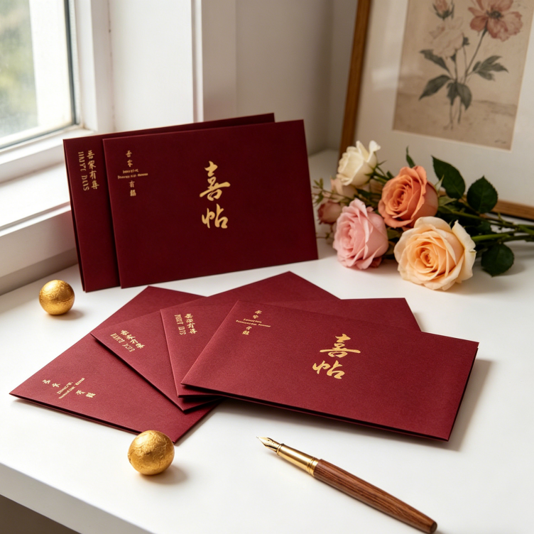 婚礼定制邀请函中国风高档婚宴请柬请帖结婚打印精致双囍红色喜帖