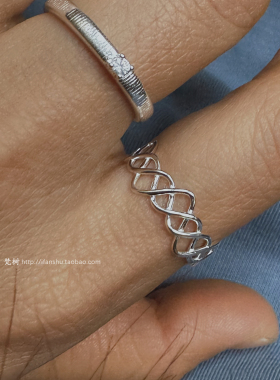 925银丝绒单钻曲线镂空戒指