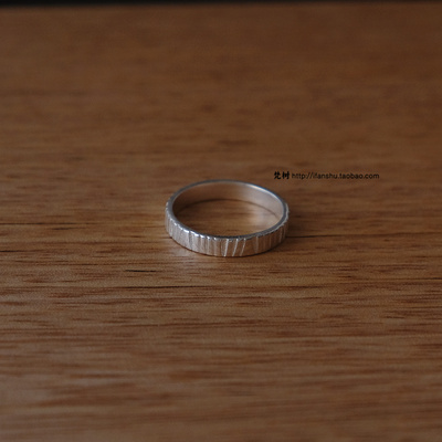 S925纯银简约纹路闭口戒指