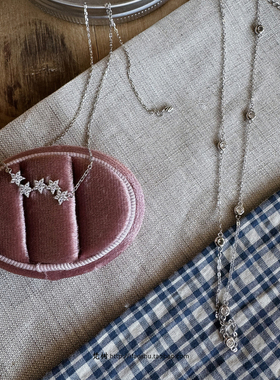 925纯银星星排列圆钻间隔项链