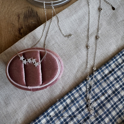 梵树For handmade-《柏林少女》S925星星排列 圆钻间隔项链