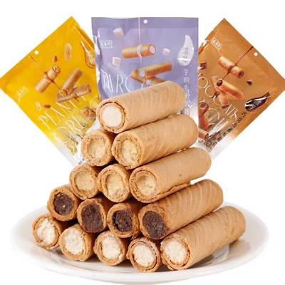 中国台湾盛香珍140g浓厚芋头脆卷咖啡卷蛋卷牛奶花生酱巧克力饼干