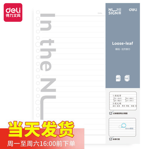 得力NS310纽赛活页本替芯50张