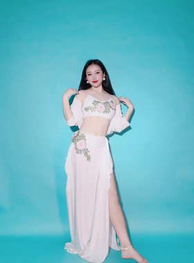 特价清仓肚皮舞练习服新款舞蹈练功服吊带长裙重工三件套