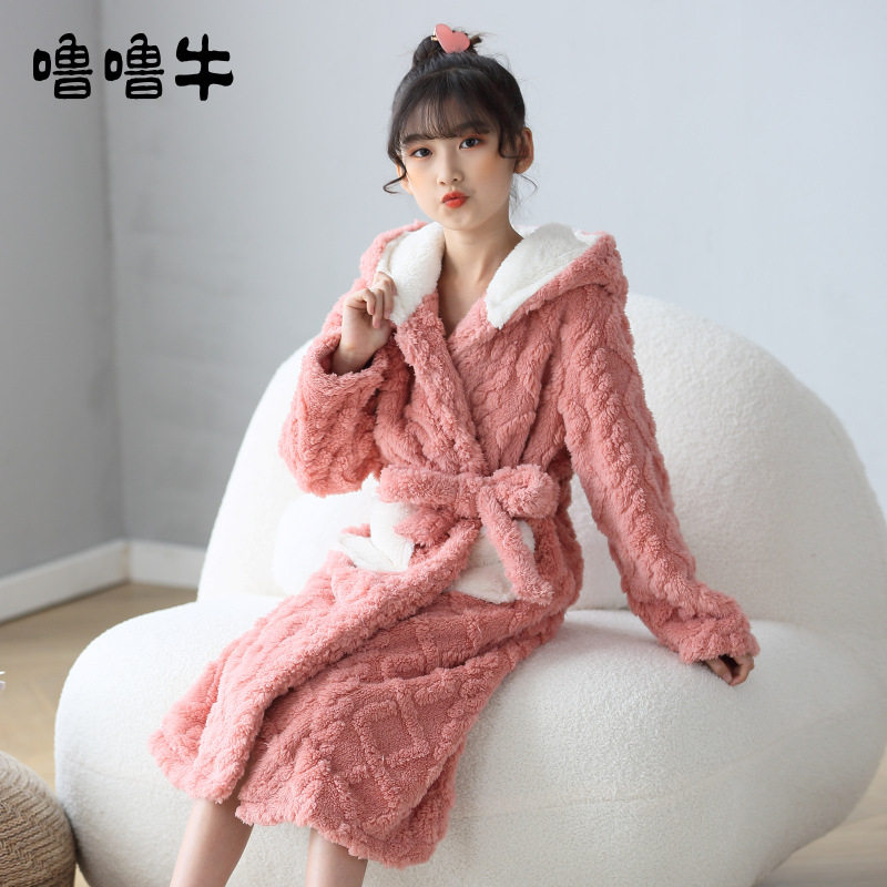 女童睡袍法兰绒秋冬季浴袍连帽女孩中大童珊瑚绒加厚款儿童家居袍,童装/婴儿装/亲子装,浴袍,淘宝优惠券,粉丝福利购,淘宝优惠卷