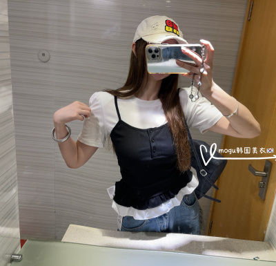 韩国2025夏季洋气独特超好看别致绝美漂亮小上衣短款减龄气质T恤