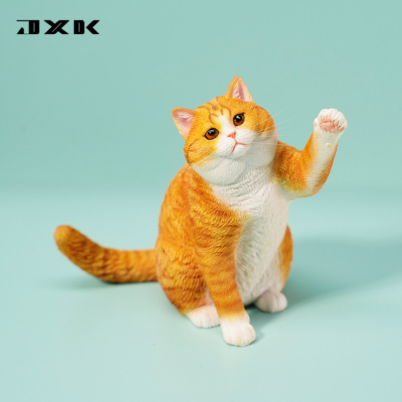 JXK 1/6 英国短毛猫2.0 可爱招手猫咪公仔宠物逗猫棒摆件模型手办