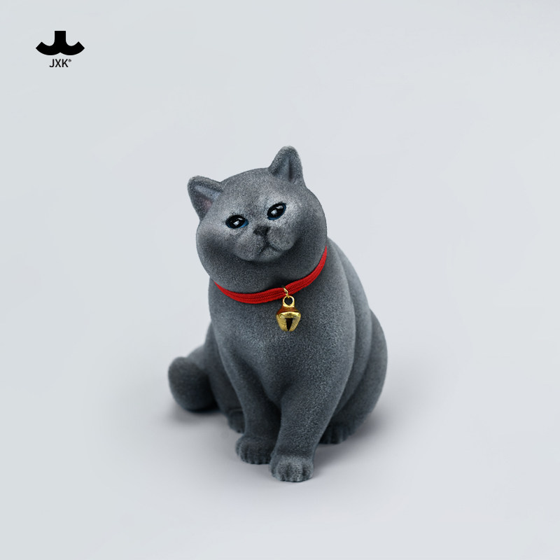 JXK1/6植绒英国短毛猫模型蓝猫金银渐层仿真动物猫咪周边手办摆件