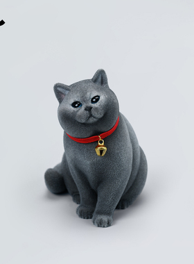 JXK1/6植绒英国短毛猫模型蓝猫金银渐层仿真动物猫咪周边手办摆件