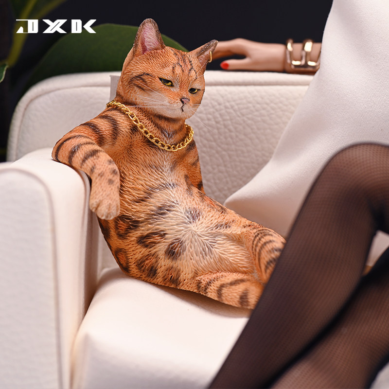JXK 1/6 豹猫动物仿真模型宠物猫咪日常中式手办潮玩桌面车载摆件